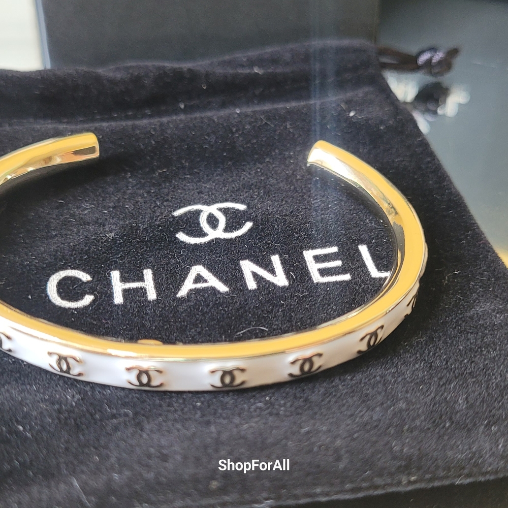 Chanel Gold and White Bangle Bracelet - Picture 2 of 12